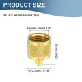 1 4 Sae Brass Flare Caps 24pcs Solid Valve Refrigeration Cap Core Remover With Rubber Seal For Hvac Ac System Air Conditioning