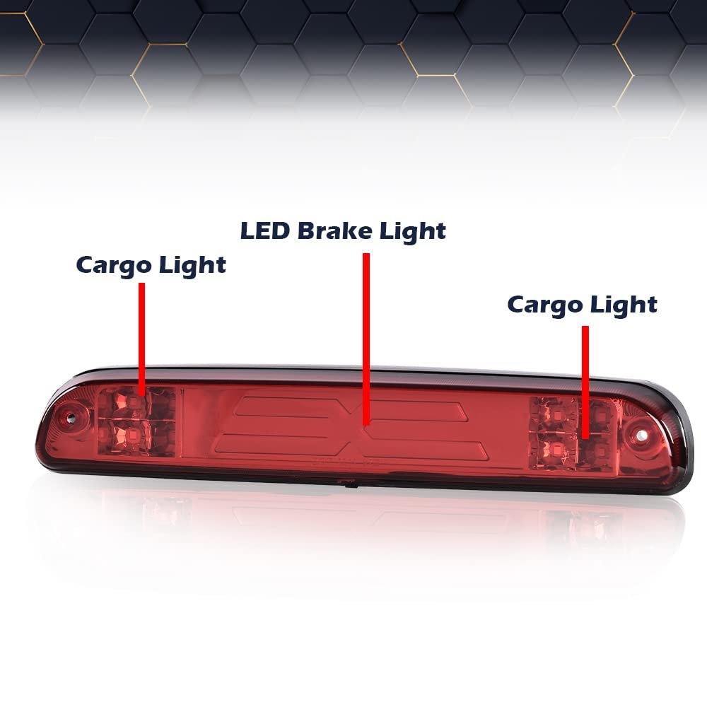 Led 3rd Brake Light For 93-11 Ford Ranger Fit 99-16 F250 Sd F350 F450 F550 Third Stop Lamp Red Lens Chrome Housing