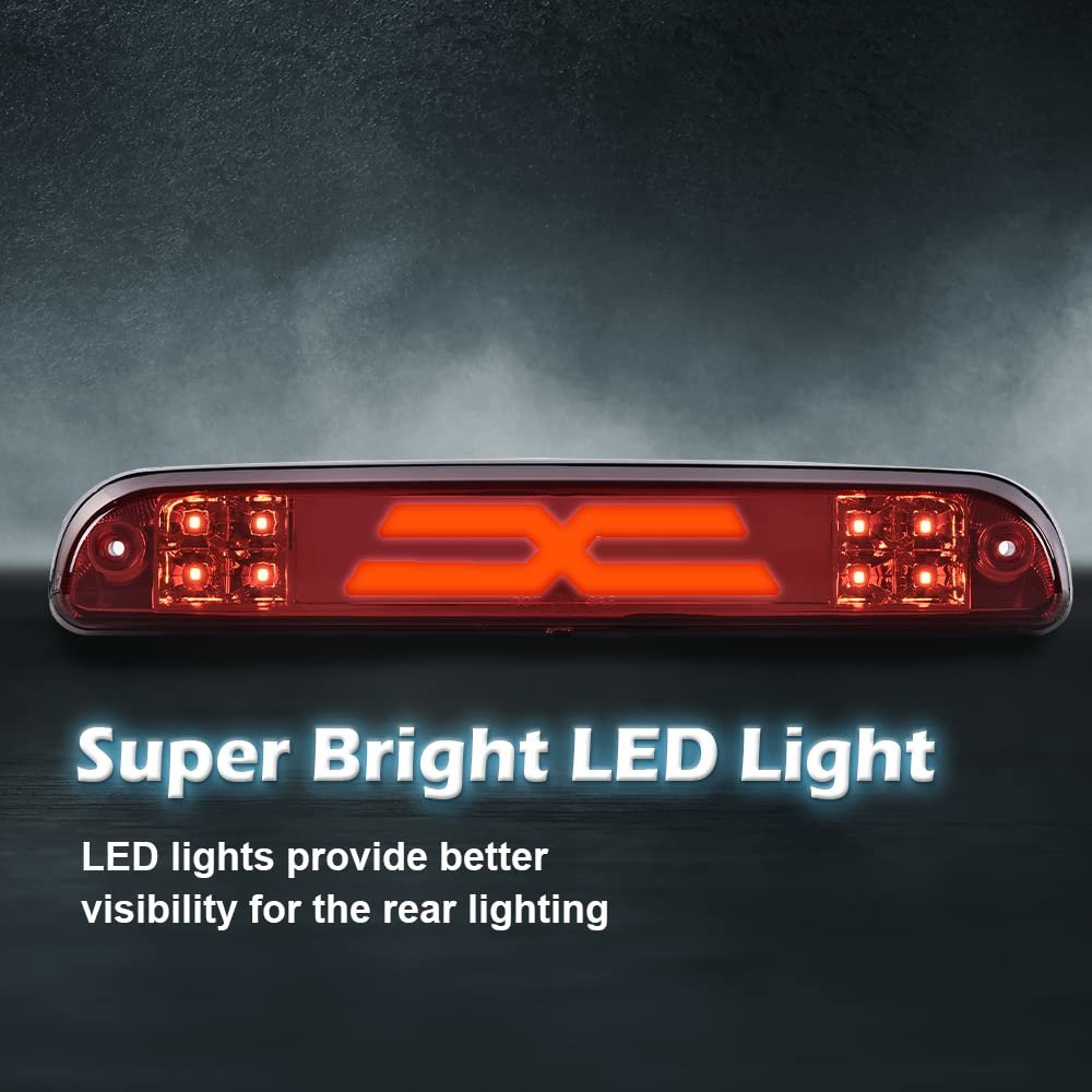 Led 3rd Brake Light For 93-11 Ford Ranger Fit 99-16 F250 Sd F350 F450 F550 Third Stop Lamp Red Lens Chrome Housing