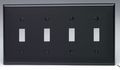 Leviton 80712-e 4-gang Toggle Device Switch Wallplate Standard Size Thermoplastic Nylon Black 