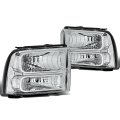 Compatible With Ford Super Duty Pair Of Chrome Housing Clear Corner Headlight Led 3rd Brake Light