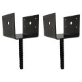 U Shaped 6x6 Deck Post Concrete Anchor Spike Fence Base Black Powder Coated 2 Pack 