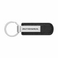 Ipick Image For Acura Integra Black Pu Leather Strap Silver Metal Bar Uv Printed Logo Key Chain