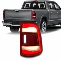 Akkon Fit 2019-2023 Dodge Ram 1500 Limited Longhorn Laramie Not-included Blind Spot Sensor Led Tail Light Oe Style Red Clear 