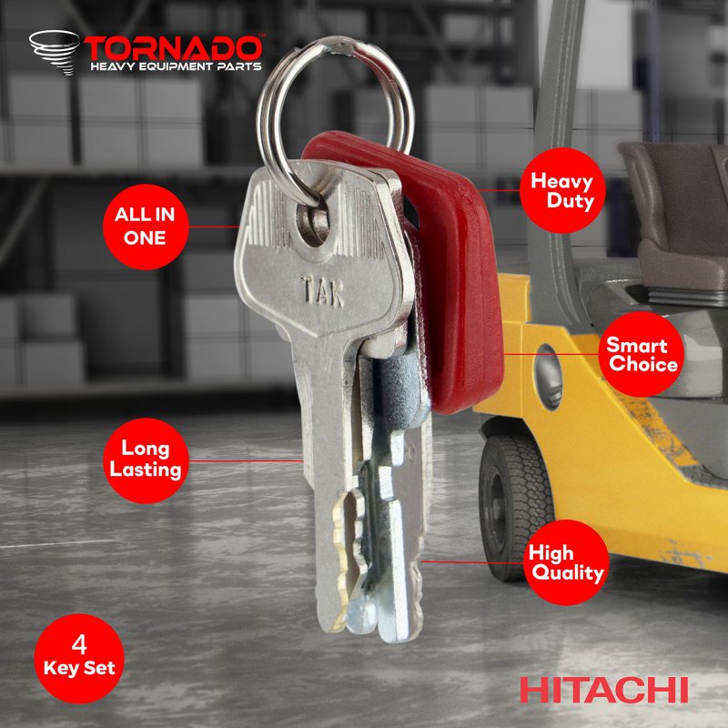 Construction Heavy Equipment Keys Set-ignition Ring Hitachi 4 Key Set For Men And Women Tornado Parts
