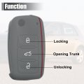 X Autohaux Dark Gray Silicone Keyless Entry Car Remote Control Key Fob Shell Case Cover Protector For Volkswagen Jetta Gti