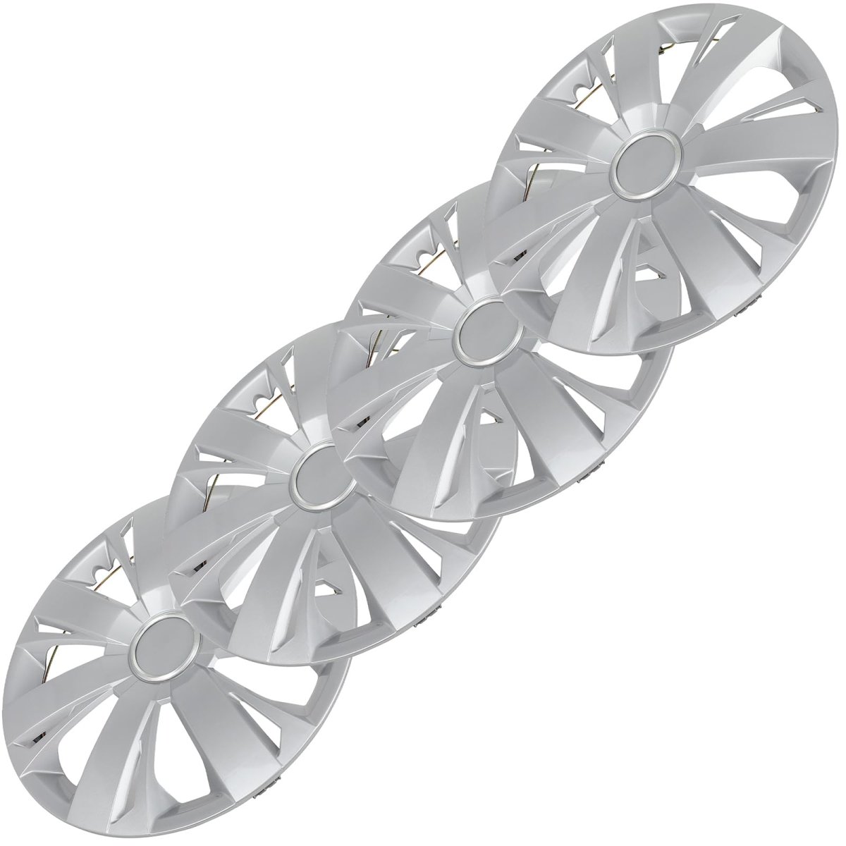 Set Of 4 16 In Universal Wheel Rim Hubcaps Silver Replacement Covers For Acura Chevrolet Dodge Ford Honda Hyundai Kia Mazda