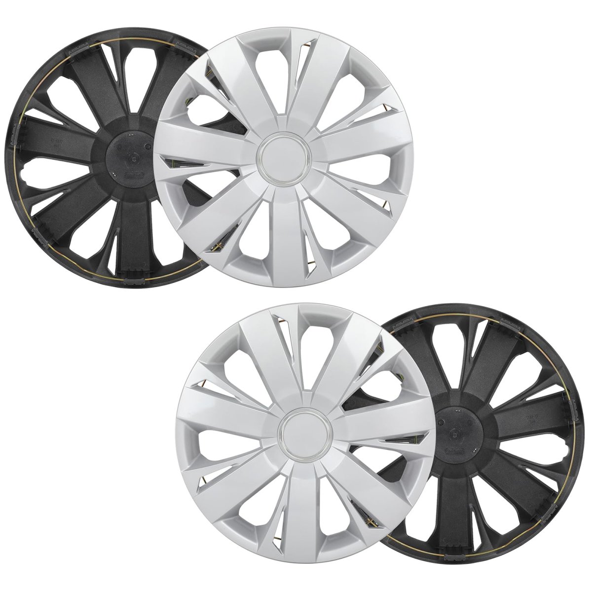 Set Of 4 16 In Universal Wheel Rim Hubcaps Silver Replacement Covers For Acura Chevrolet Dodge Ford Honda Hyundai Kia Mazda