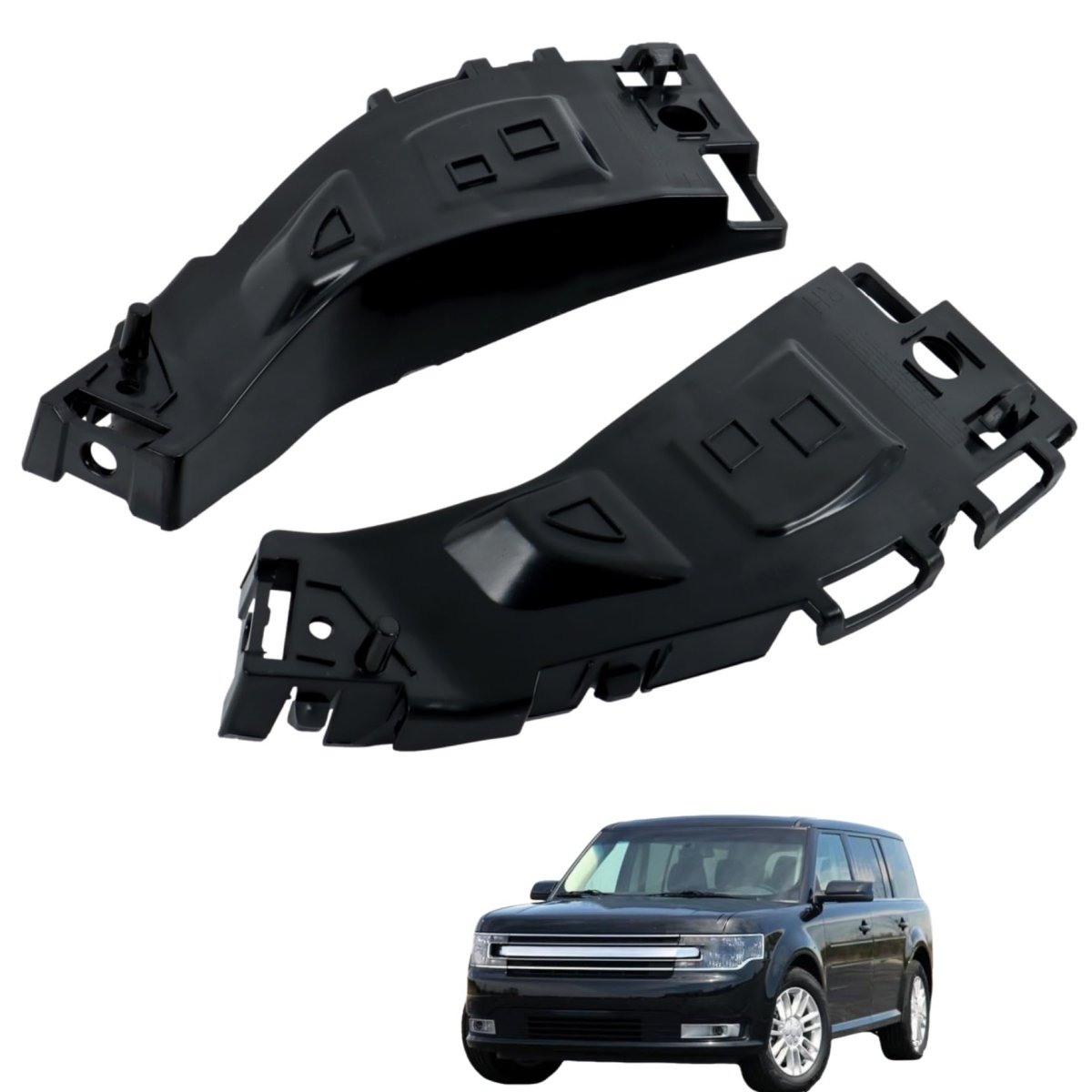 Front Bumper Side Support Set For Flex 2009 2019 Left And Right 2pcs Black Plastic Replacement 8a8z17e814a 8a8z17e814b