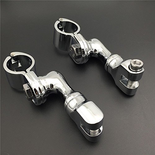 Xkh Group Motorcycle Chrome Short Angled Adjustable Highway Peg Mounting Kit For Bike With 1 Inch 25mm Front Engine Guard Frame
