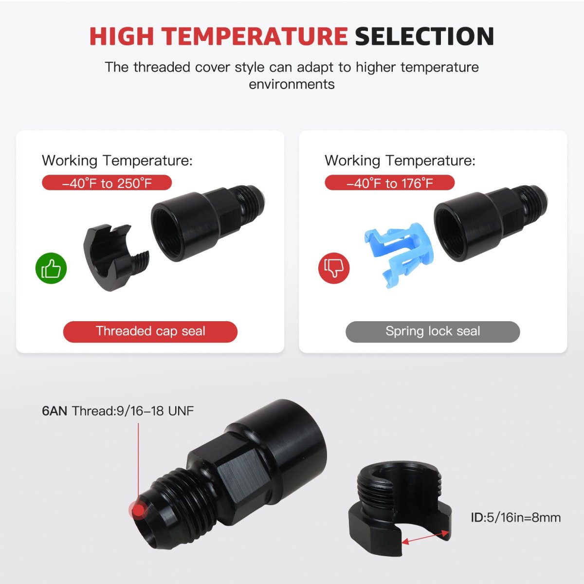 2pcs 6an Fuel Rail Fitting 9 16-18unf Thread 5 16 Id 37a Flare Seal 6061-t6 Aluminum For Ls Swap Return Line Sensor Black