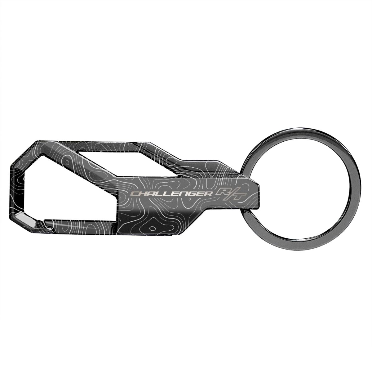 Dodge Challenger R T Laser Etched Topographic Black Carabiner Style Snap Hook Metal Key Chain Official Licensed 3 75 In X 1