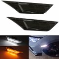 Led Side Marker Lights For 2016 2021 Honda Civic Sedan Coupe Hatchback Smoked Lens Amber Turn Signal And White Running Position 