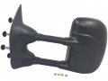 Left Driver Side Manual Mirror Telescoping Trailer Tow Black Textured Compatible With 2003-2016 Ford E-350 Super Duty