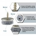 Uxcell 40pcs Screw Felt Glider Furniture Pad Nails Screw-in Glide Slider 22mm 7 8 Dia For Wooden Table Desk Leg Feet