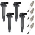 4 Ignition Coils With Iridium Spark Plugs Pins Packs Fits For Toyota Yaris 2006-2018 Coil And Replaces Uf316