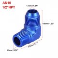 X Autohaux An10 90 Degree Male To 1 2 Npt Flare Bulkhead Fitting Adaptor Connector For Car Blue 6061 Aluminum Alloy