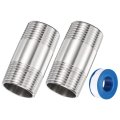 2 Pcs 304 Stainless Steel Pipe Fitting G3 4 Male Threaded Nipple In Length Malleable Drain Extension Tube For Oil Air Fuel 
