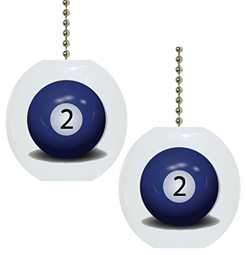 Set Of 2 Billiards Two Ball Solid Ceramic Fan Pulls