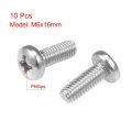 Uxcell M6x16mm Machine Screws Pan Phillips Cross Head Screw 304 Stainless Steel Fasteners Bolts 10pcs