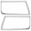 Hecasa Pair Headlight Bezel Compatible With Peterbilt 375 385 Trucks Headlamp Trim Cover Assembly Chrome Silver Abs Plastic