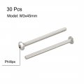 Uxcell Machine Screws M3x45mm Phillips Screw 304 Stainless Steel Fasteners Bolts 30pcs