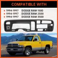 Dash Trim Radio Surround Cluster Bezel For 1994-1997 Dodge Ram 1500 2500 3500 Dashboard Cover Panel Plastic Matte Black