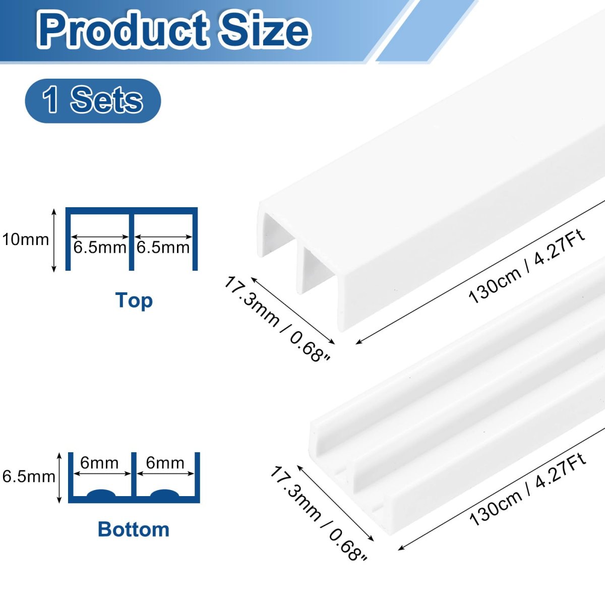 Plastic Sliding Door Track 3 Set 4 27ft Glass Cabinet Window Hardware For 1 In Thick Panels Small Bypassing Closet White
