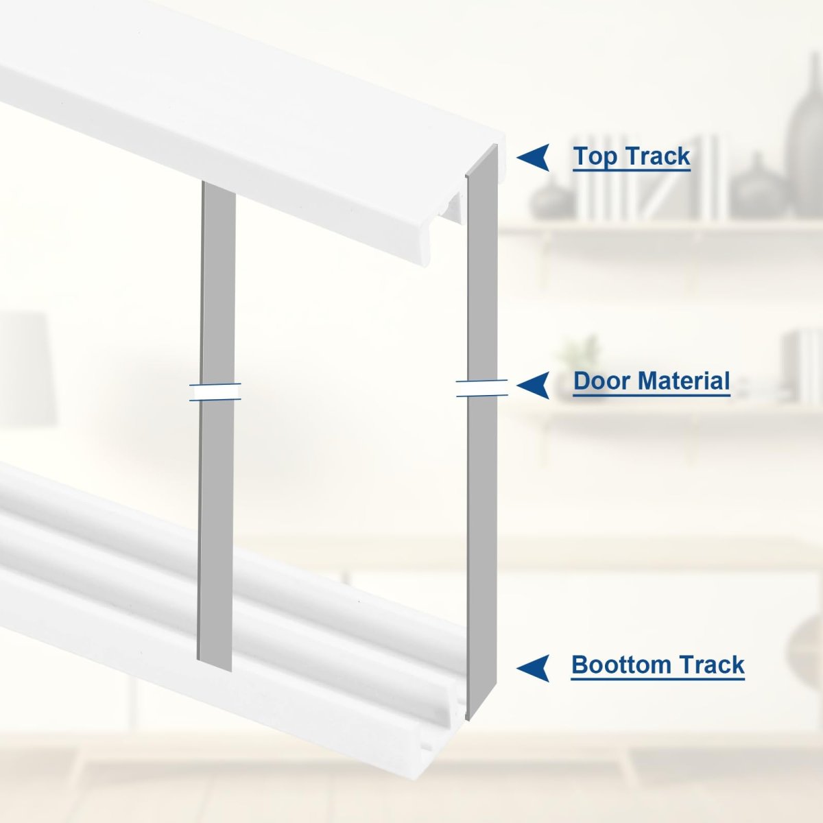 Plastic Sliding Door Track 3 Set 4 27ft Glass Cabinet Window Hardware For 1 In Thick Panels Small Bypassing Closet White