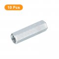 Uxcell 10pcs M10x14x50mm Coupling Nuts Galvanized Carbon Steel Hex Threaded Rod Coupler For Furniture Electronic Industrial