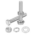 20 Set Hex Head Screw Bolt 1 2-13 X 3 In 304 Stainless Steel Fully Threaded Bolts With Nuts Flat And Lock Washers Silver 