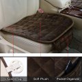 2pcs Universal Front Car Seat Cushion Breathable Plush Pad Mat Protector For Automotive Home Chair Brown