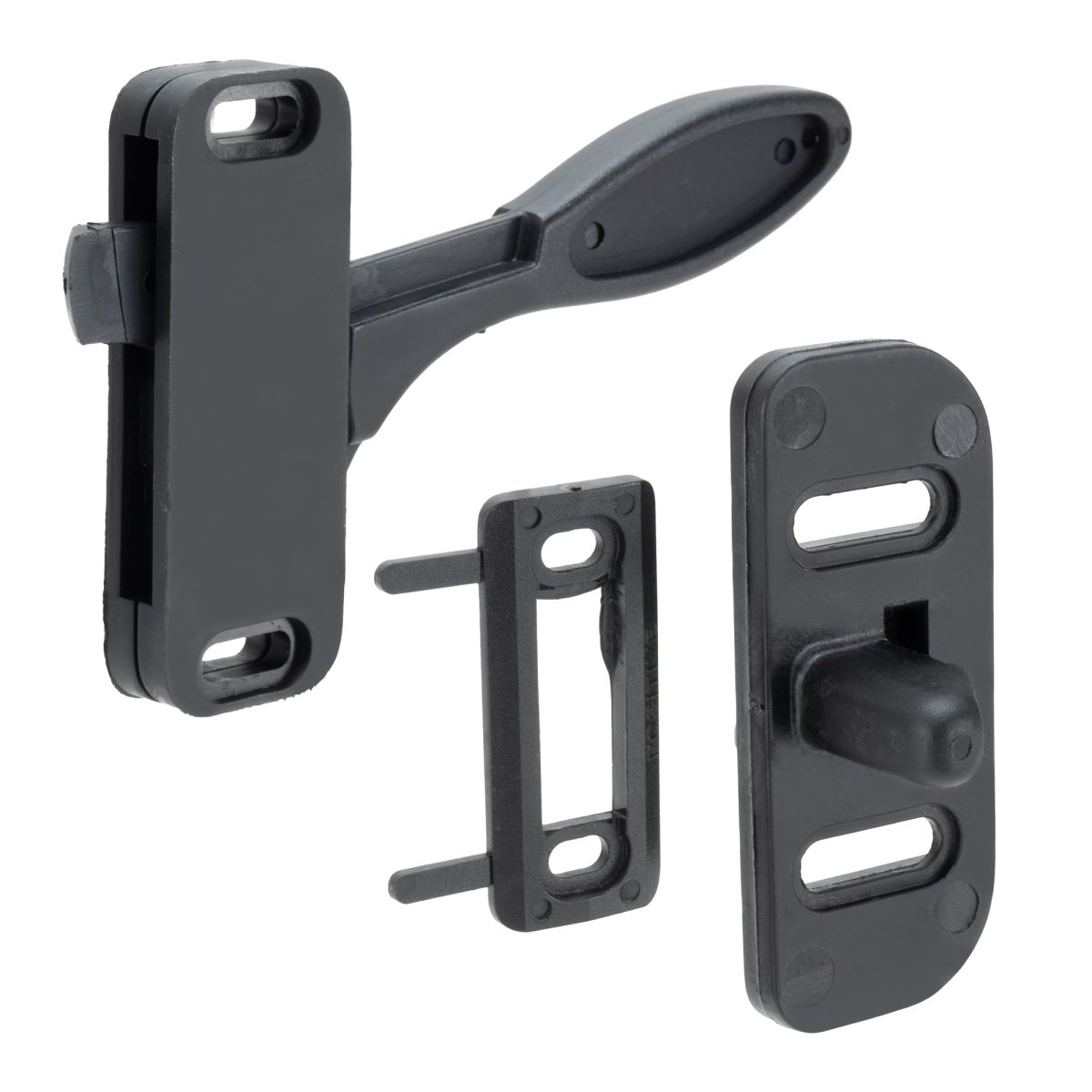 Recpro Rv Trailer Screen Door Latch Replacent Kit- Right Hand Complete Black Plastic Keeper Strike Plate