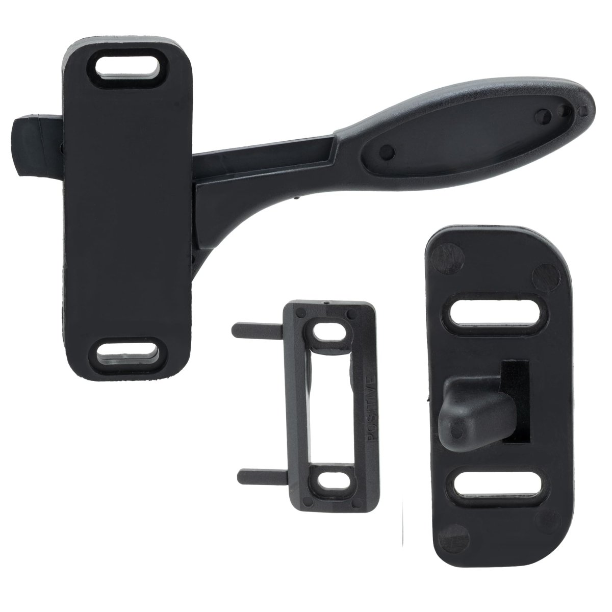 Recpro Rv Trailer Screen Door Latch Replacent Kit- Right Hand Complete Black Plastic Keeper Strike Plate
