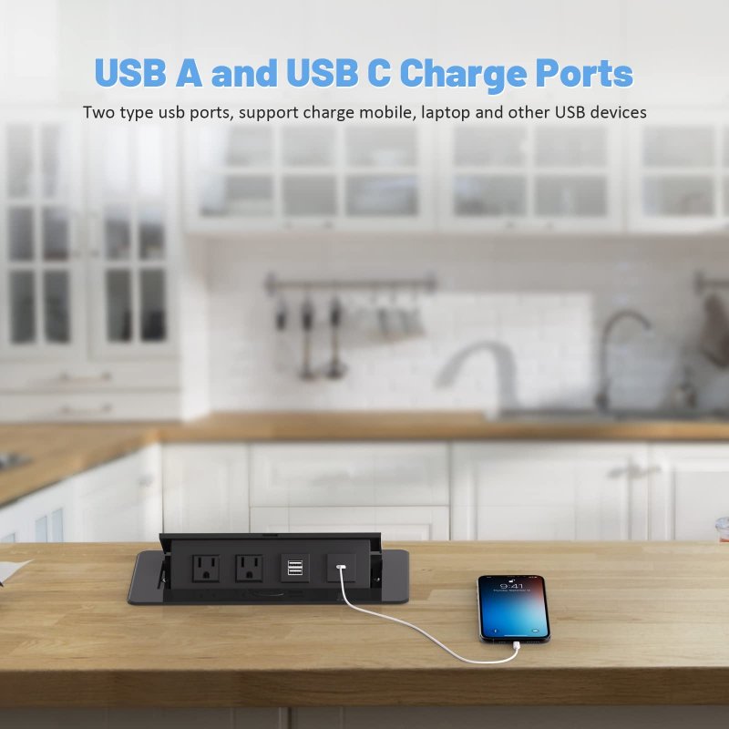 Pop Up Power Strip With Pd 30w Usb Ports Recessed Grommet Outlet Hub Connectivity Box Outlets Socket For Table Conference Room