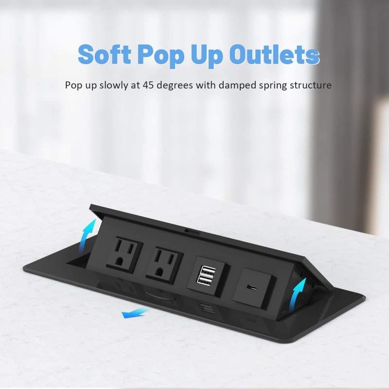 Pop Up Power Strip With Pd 30w Usb Ports Recessed Grommet Outlet Hub Connectivity Box Outlets Socket For Table Conference Room
