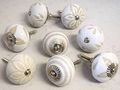 10 Knobs Vintage White Hand Painted Ceramic Cabinet Kitchen Drawer Pull Handles By Zoyas 