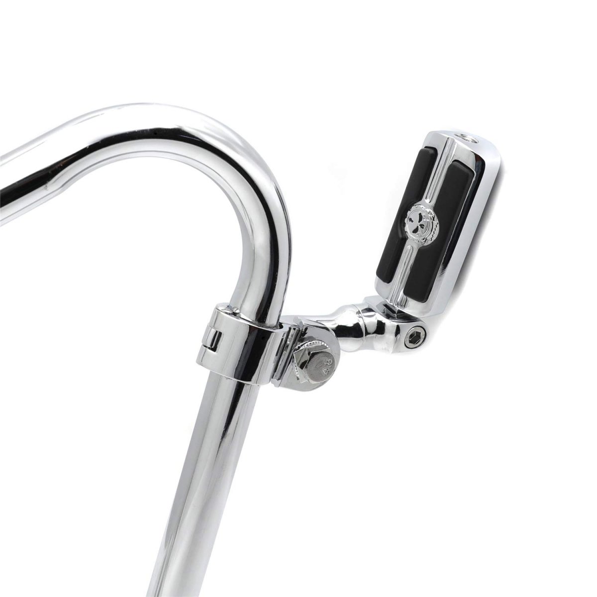 Httmt Mt216-077- Chrome Short Angled Adjustable Peg Mounting Kit With Skull Zombie Foot For Goldwing Shadow Valkyrie Triumph
