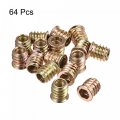 Uxcell M8x15mm Threaded Inserts For Wood Hex Socket Drive Furniture Screw-in Nut 64pcs
