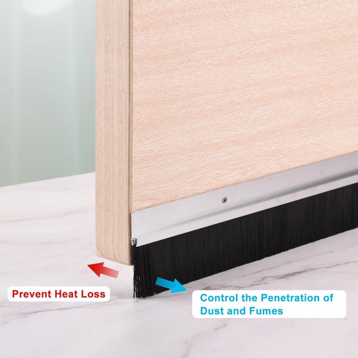 Door Brush Bottom Sweep H-shape Aluminum Alloy Base With 1 2-inch Pp For Home Industrial 47-inch L Silver