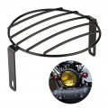Headlight Cover Qiilu 7inch Motorcycle Grill Retro Metal Side Mount