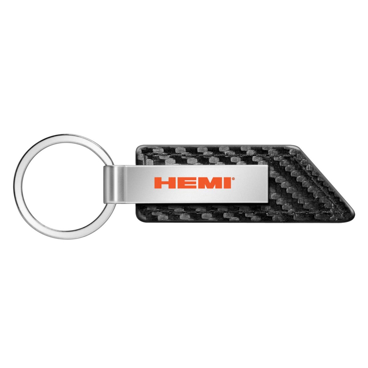Hemi Pu Leather Carbon Fiber Texture Strap Silver Metal Bar Key Chain Official Licensed Modern Keychain 3 75 In X 1