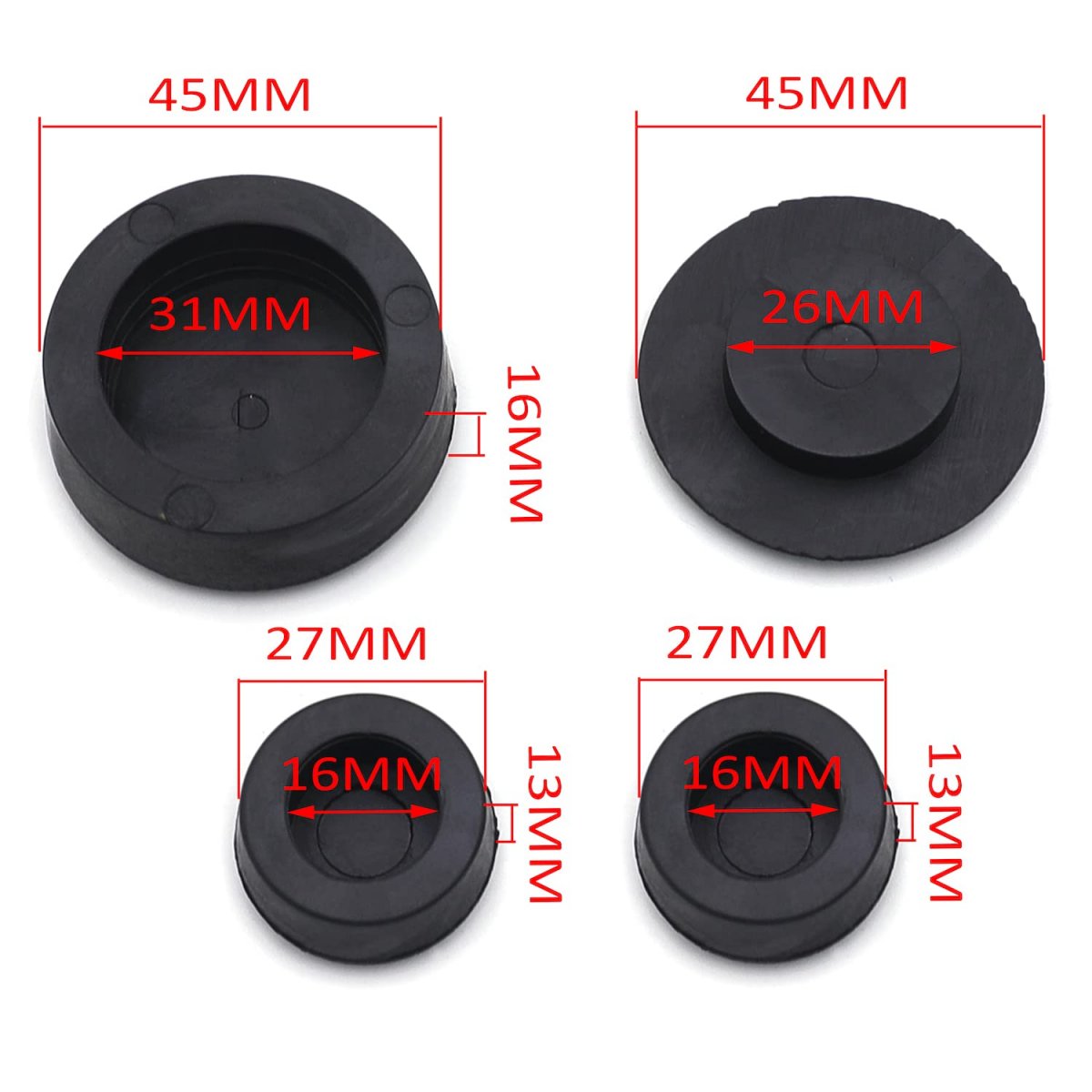 4pcs Motorcycle Rubber Frame Plugs For Yamaha Yzf R1 Yzf-r1 2004 2005 2006 Black Bolt Hole Covers Mt261-009-bk
