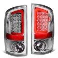 Auto Dynasty Compatible With 07-09 Dodge Ram Pickup 3rd Gen Pair Of 3d Red Led Bar Chrome Housing Clear Lens Brake Tail Lights