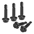 50pcs 12 X 1 Self Drilling Screws 410 Stainless Steel Tapping For Metal Black Oxidation Finish Hex Washer Head Sheet 