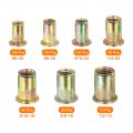 Uxcell 500pcs Rivet Nuts 6-32 8-32 10-24 4-20 5 16-18 3 8-16 1 2-13 Zinc Plated Carbon Steel Knurled Flat Head Threaded Insert