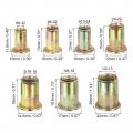Uxcell 500pcs Rivet Nuts 6-32 8-32 10-24 4-20 5 16-18 3 8-16 1 2-13 Zinc Plated Carbon Steel Knurled Flat Head Threaded Insert
