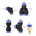 Uxcell Pneumatic Pu Tubing Kit 8mm Od 10m Blue With 12 Pcs Push To Connect Fittings