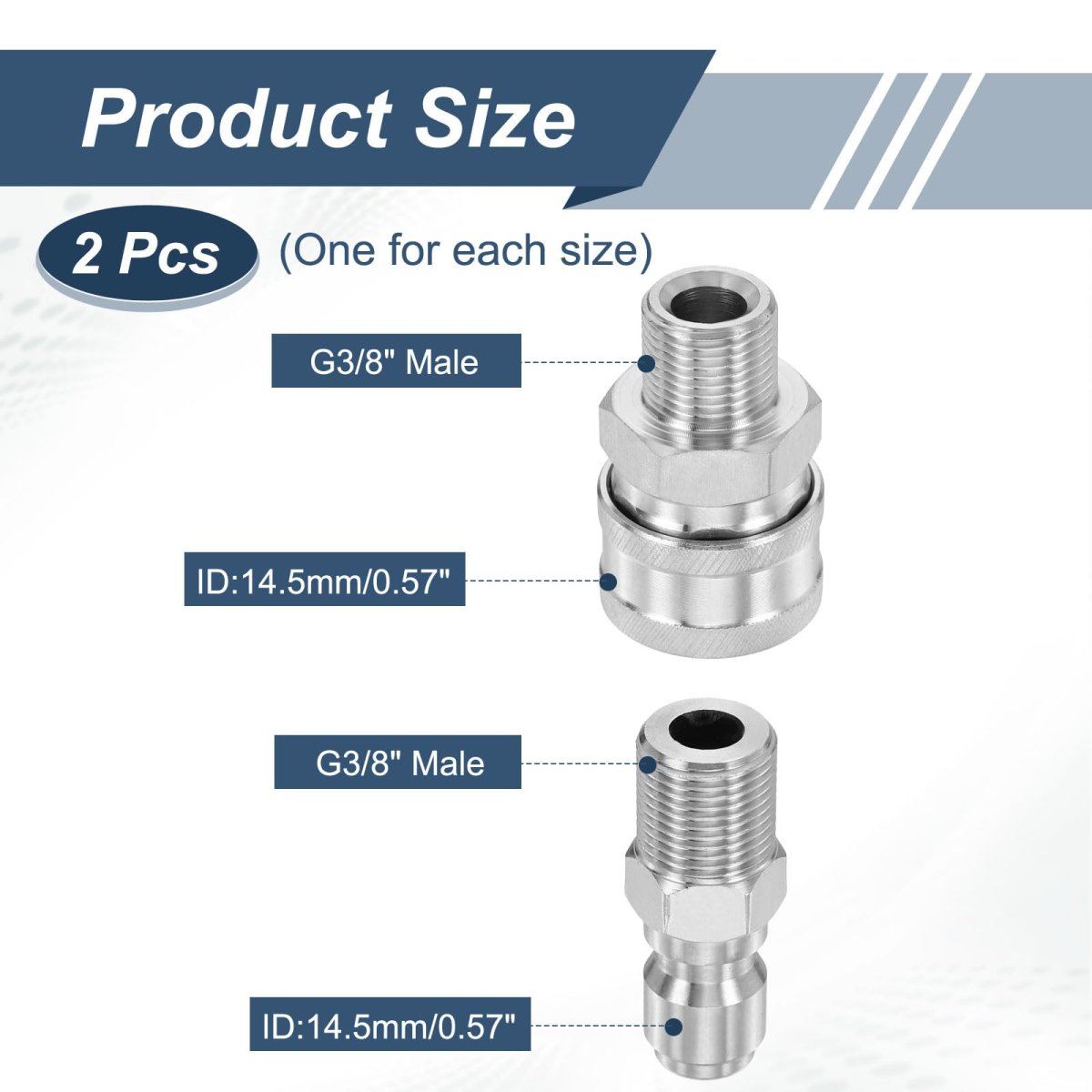 Pressure Washer Adapter G3 8 Male Quick Plug Fittings Kit Stainless Steel Swivel For Power Washers Hose