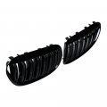 Glossy Black Double Line Front Hood Kidney Grille Grill For 2004-2010 E63 E64 6-series M6 Coupe Convertible